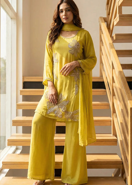 Elegant Floral Embroidered Suit Set