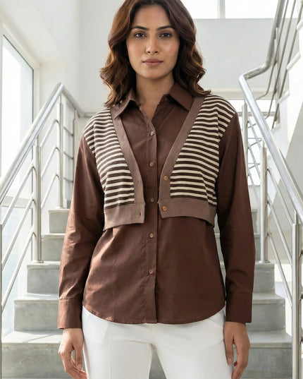 Mint & Emerald Striped Layered Shirt