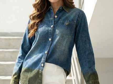 Urban Ombre Dip-Dye Denim Shirt