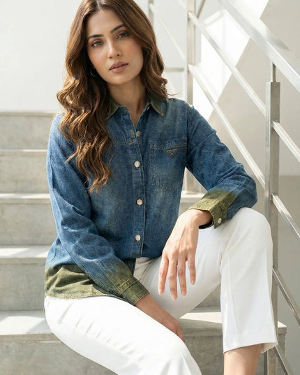 Urban Ombre Dip-Dye Denim Shirt