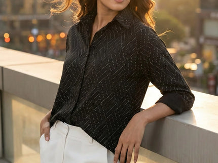 The Noir Diamond Dotted Button-Down Shirt